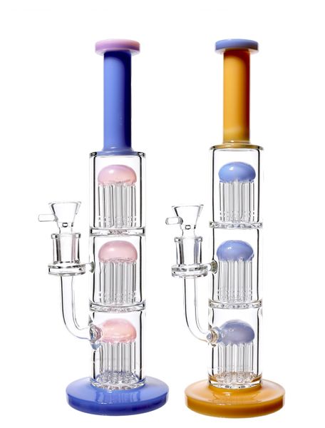 Vintage Triple Chamber Straight Multicolor Glass Bong 13inch Shisha -Wasserrauchrohr mit Schüssel Originalhersteller kann das Kundenlogo von DHL CNE einstellen