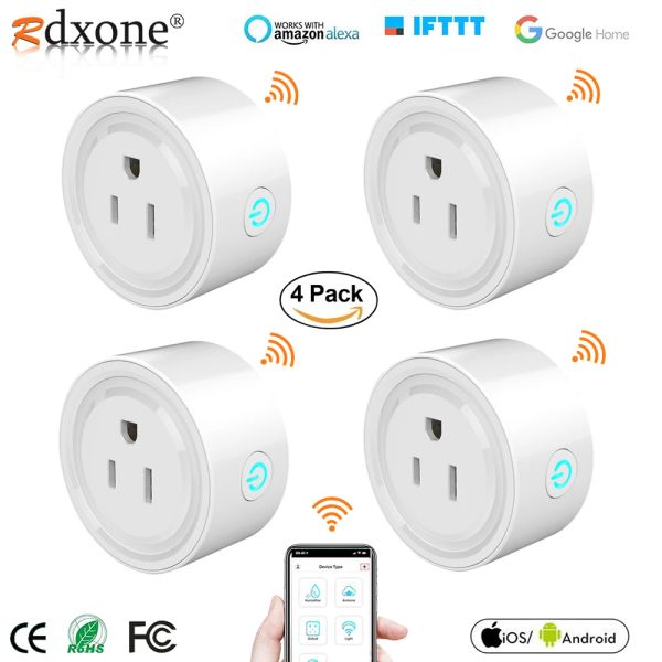 Smart Plug Smart Plug, Rdxone Mini WiFi Outlet работает с Alexa, Google Home, только поддерживает сеть 2,4 ГГц