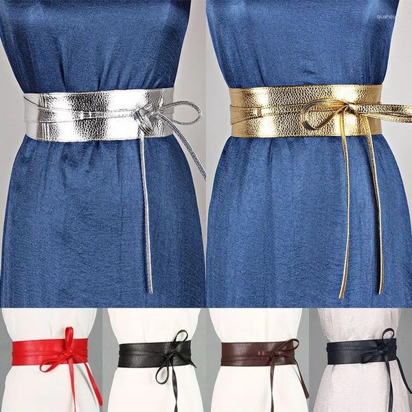 Cintos 2024 Designer Women Lace Up Belt Belt Bowknot para Gold Silver Waistband Derss
