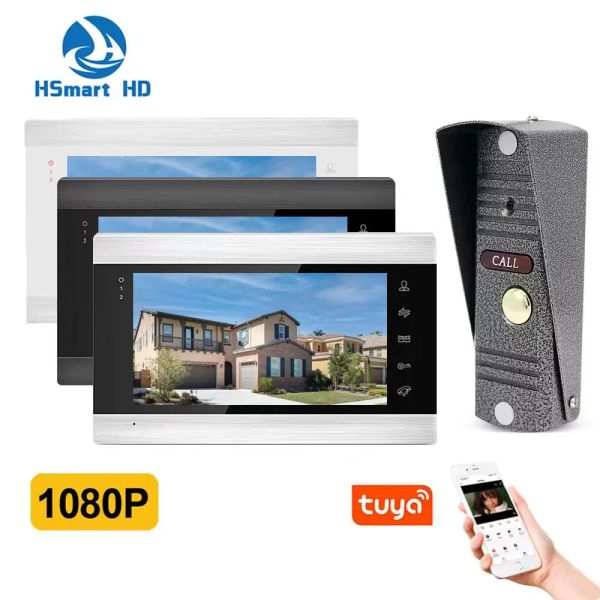 Intercomunicador novo Tuya Smart Home Video Intercom System HD 7 polegadas WIFI Wireless Video Door Phone com câmera de campainha com fio de metal total de 1080p