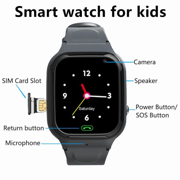 Uhren 4G Sim Card Watch Kinder Smart Watch SOS Phone Smartwatch für Kinder wasserdichte IP67 Kids Gift Smartwatch für iOS Android