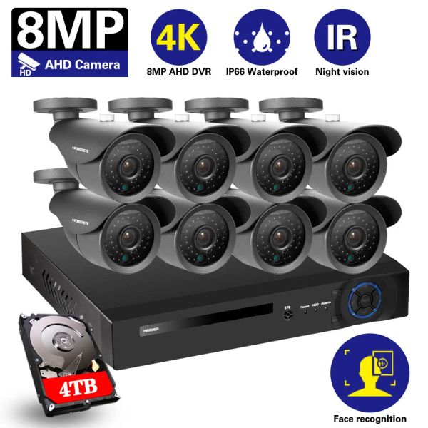 Система H.265 4K обнаружение лица AHD DVR Kit 8CH CCTV System 8MP Ultra HD Indoor Outdoor AHD Камера Камеры.