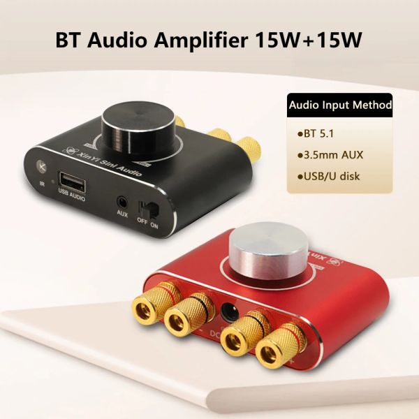 Verstärker Fernbedienung HiFi 5.1 Bluetooth -Verstärker -Verstärker 15W Stereo 12V/24V Lautsprecher Audioverstärkung Bluetooth -Stromverstärker X15H