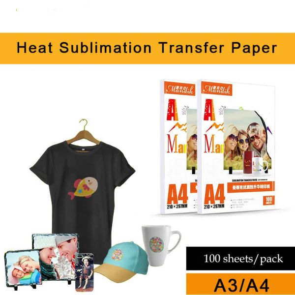 Papier A3 A4 100 -Blätter/Set Inkjet -Druck Sublimation Wärmeübertragung Foto Papier Wärmeübertragung Foto Papier T -Shirt Backbecher Papier