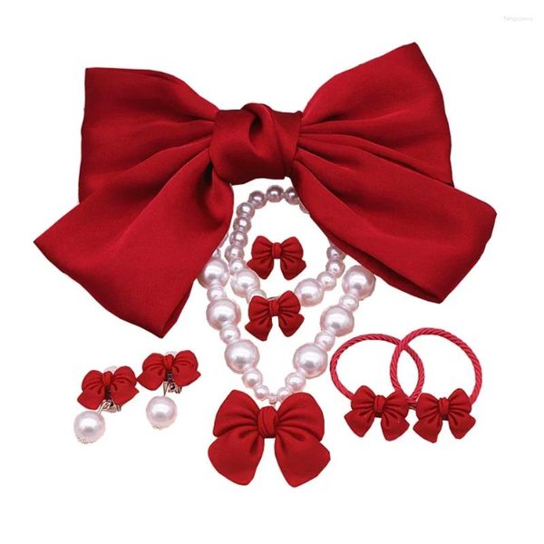 Accessori per capelli ragazze grandi prua con pioggia a pendente clip per cucciolo di perla clip per bambini set di gioielli