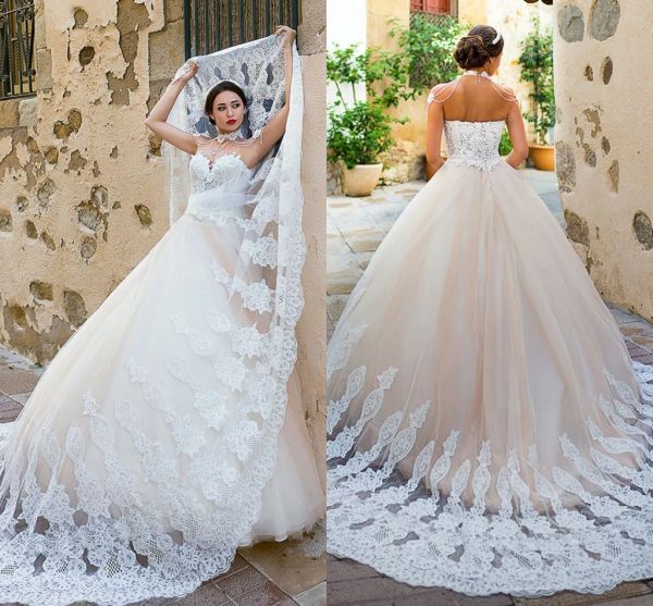 Abiti abiti da sposa principessa aline 2022 perle in pizzo alto al collo aperto in tribunale abiti da sposa da sposa abito da sposa più lunghi