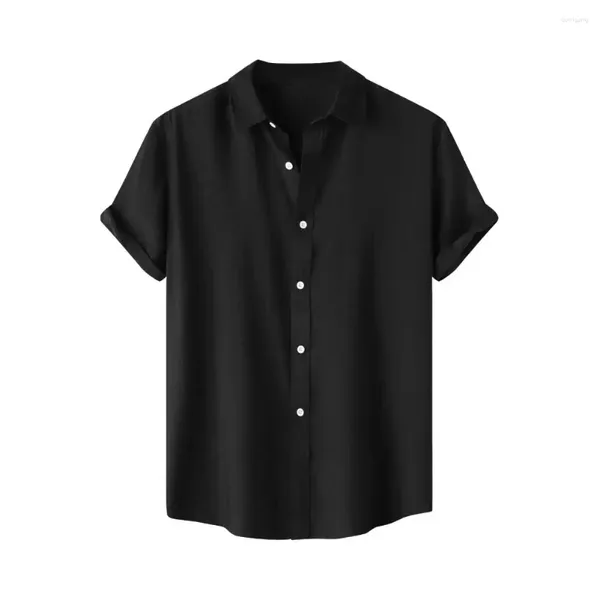 Herren -Casual -Shirts Feste Farb -Revers -Shirt Stilvolle Kragen Sommer mit nahtlosen Design dehnbarem Stoff für komfortable Geschäft
