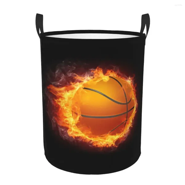 Bolsas de lavanderia cesto de basquete flamejante cesto dobrável de roupas de armazenamento de roupas esportivas cesto de bebê