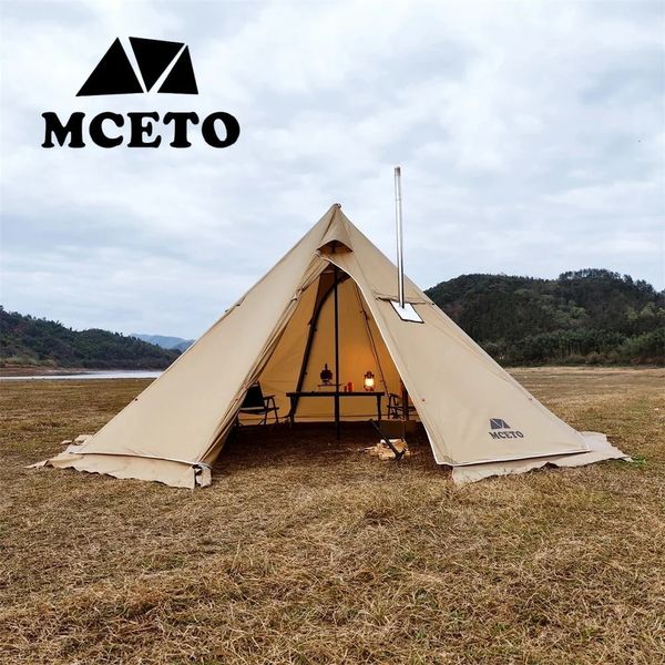 Atualizada de 5m de pirâmide de tamanho grande com saia de neve com jaqueta de chaminé ao ar livre tenda de camping de camping de caminhada abrigo tereepee tipi 240327