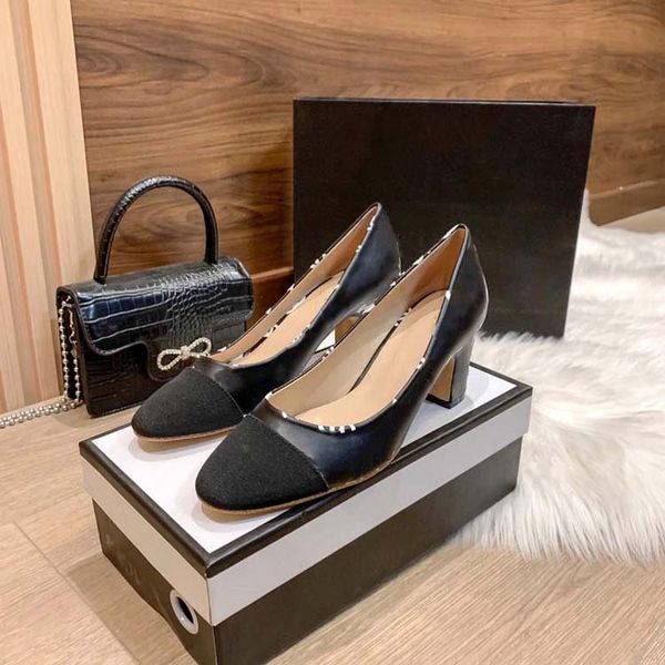 Top qualidade de luxo feminino slingbacks canal sandálias grossas bombas