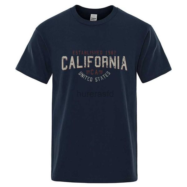 Camisetas masculinas estabelecidas em 1982 California United States Men Men com algodão superdimensionado Camiseta de verão respirável Camisas de pescoço solto Hip Hop Tees 2445