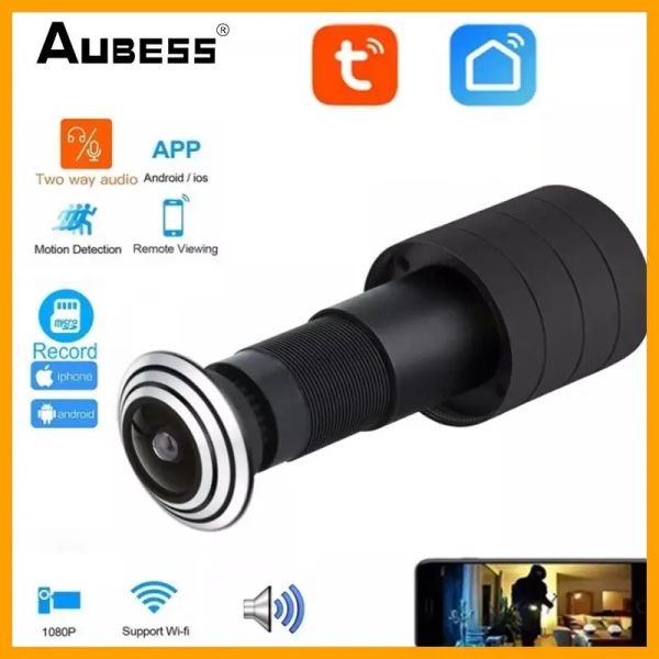 Campainha tuya wi -fi porta olho camera mini bole wi -fi camera ip camera ampla lente de peixe de 1,66 mm CCTV CCTV Audio Horn p2p