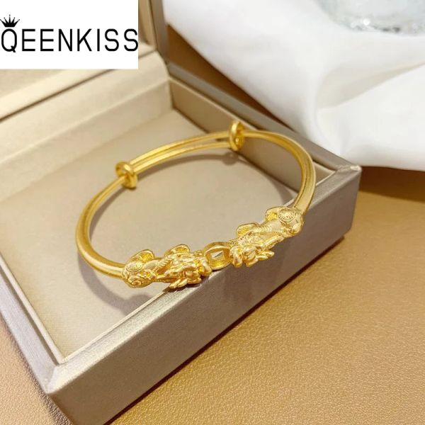 Armreifen QEENKISS BT5247 Fein Schmuck Großhandel Fashion Frau Braut Geburtstag Hochzeit Geschenk Vintage Pixiu Münze T Gold Armband Armreifen