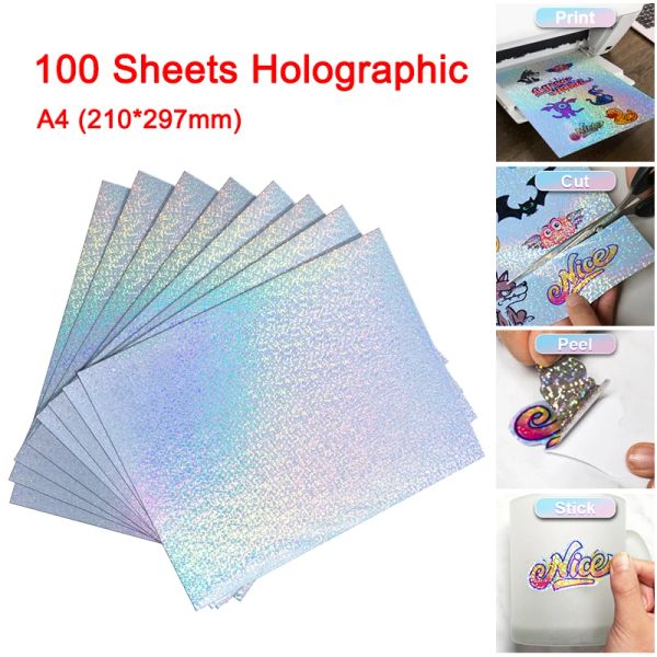 Papier druckbare holographische Aufkleberpapier A4 Vinyl Aufkleberpapier für Tintenstrahldrucker wasserdichtes Kleber Aufkleber Papierpunkte Stil