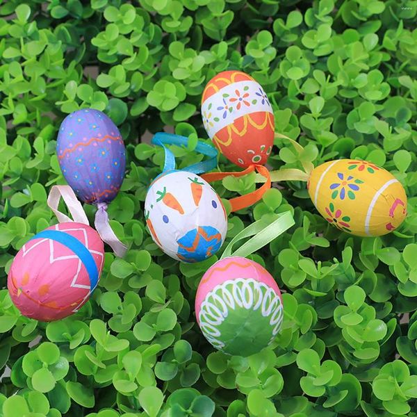 Decorazione per feste 6pcs Pasqua Fai da te dipinto a mano Impone Regali a colori della scuola materna Simulazione Eggistica Dispositiva per casa