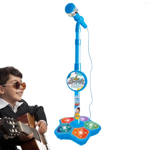 Mikrofone tragbare Kindermikrofonstand Spielzeug Multifunktionales cooles Musikinstrument Karaoke-Spielzeug mit 5 Leuchten