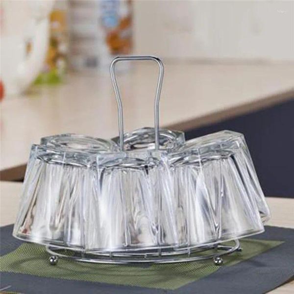 Armazenamento de cozinha caneca de ferro rack de água prateada porta -copos de cálice home goblet gancho de chá de chá acessório