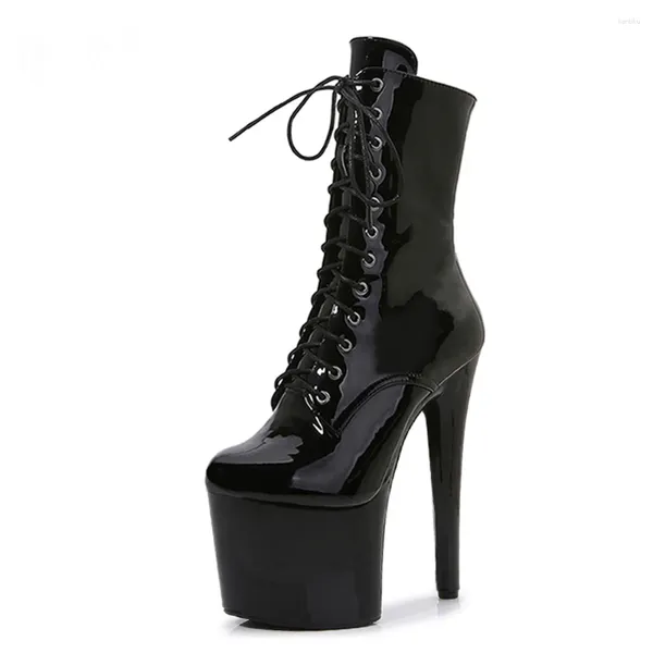 Tanzschuhe Laijianjinxia Knight Female 15 cm/17 cm/20 cm High Heel Plattform Knöchelstiefel Frauen Herbst Winter Black Pole Dancing