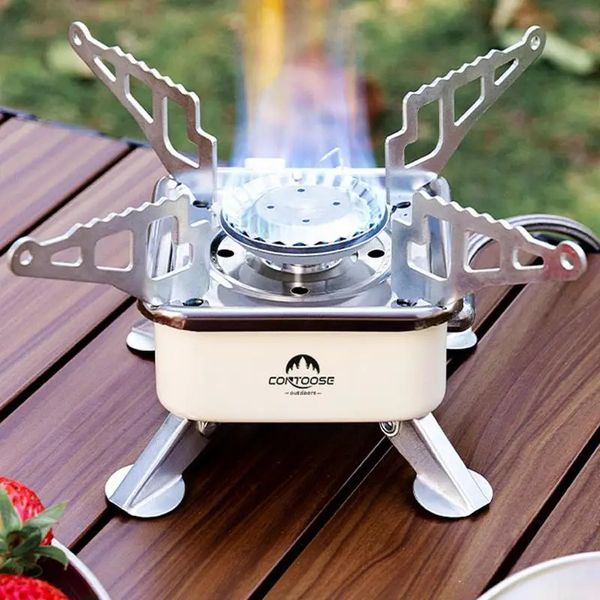 Fogão a fogão de acampamento fogão 3500W para caminhada pelo vento fogão portátil para tomar chá e água acampamento para piquenique fogão churrasqueira cozinha de cozinha 240327