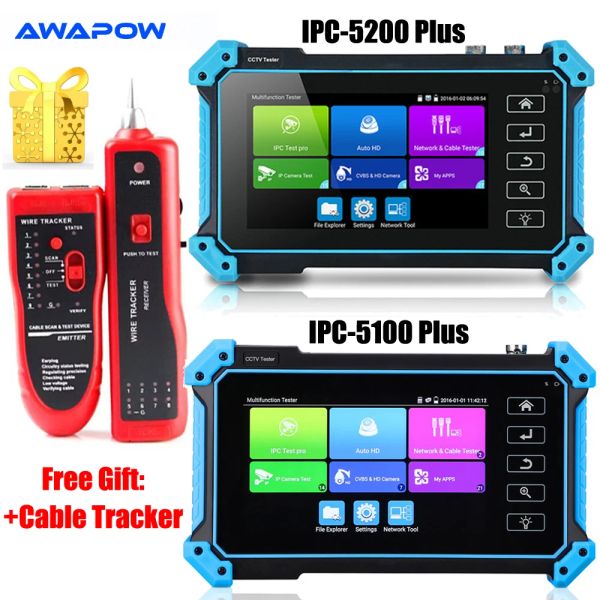 AWAPOW IPC5100 5200PLUS CCTV Kamera Test Cihazı 5.4 inç 8MP AHD CVI TVI CVBS IP Kamera 4K HD Ekran Video Monitörü IPS Dokunmatik Ekran