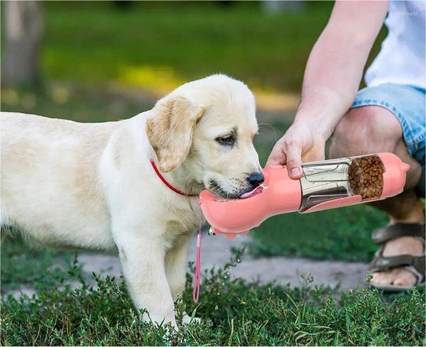 Hundekleidung Haustier Wasserflasche Feeder Schüssel Müllbeutel Aufbewahrung tragbares Außenweg 3 in 1