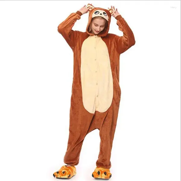 Roupa em casa Macaco marrom kigurumis adulto homem homens pijamas anime anime animais trajes de halloween festival de festival cartoon macacão unissex