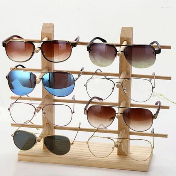 Hooks Multi -Layers Holz Sonnenbrille Display Racks Regal Brille Show Stand Schmuckhalter für Paaren Brillen Showcase Frauen