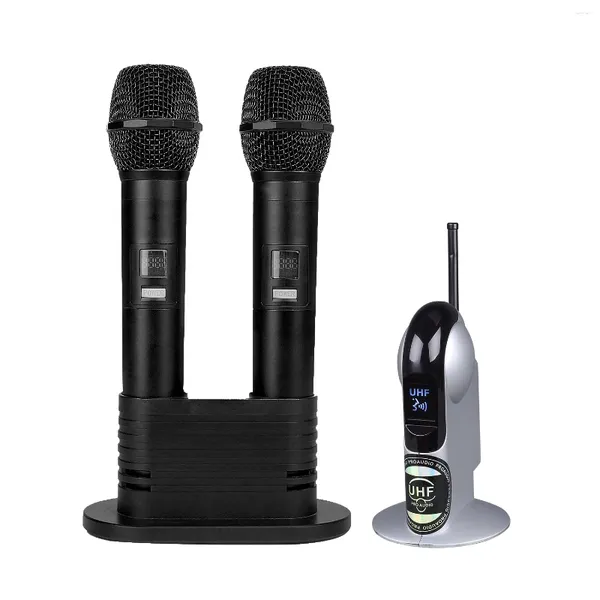 Microfones hiikuding portátil carregamento uhf microfone sem fio universal frequência ajustável sem fio para microfone de karaokê