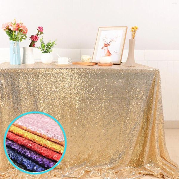 Party -Dekoration Glitzer Tischtuch Satin Tischdecke Overlays Hochzeit Weihnachten Babyparty Geburtstag Bankett Dekor Home Dining Cover