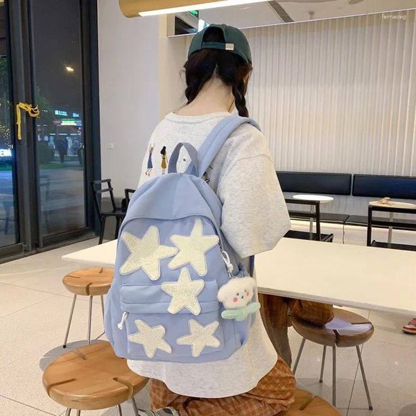 Borse per la scuola 2024 Spring Girls Cute Kinque Star Backpack Versatile Student