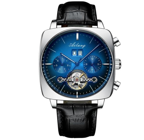 2021 AILANG знаменитый бренд Watch Montre Automatique Luxe Chronograph Square Большой циферблат Hollow Hollow Waterproans Mens Fashion Watch 5437551