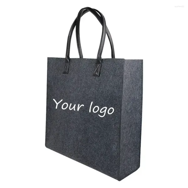Geschenkverpackung Großhandel 100pcs/ Los verkauft kundenspezifisches Logo umweltfreundlich wiederverwendbares mehrfarbiges Mama-Einkaufsgeschäft Filztasche mit Griffen