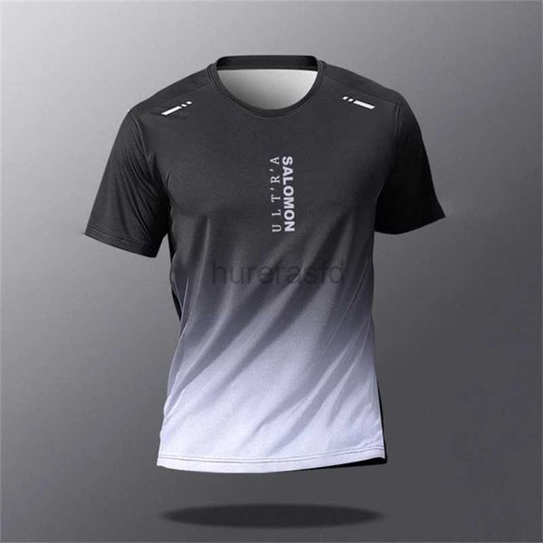 Camisetas masculinas gradiente de moda camiseta de impressão para homens verão respirável manga curta tops ao ar livre camiseta esportiva de fitness