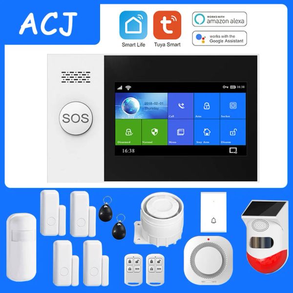 Kits tuya wifi sem fio GSM PG107 Sistema de alarme de ladrão em casa Conjunto de alarme Pir Motion Sensor Sensor Security Alarme Kit Controle de aplicativo