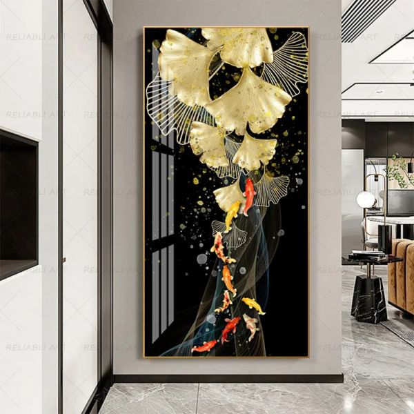 Koi Fischplakate Leinwand Malerei Wandkunst Bilder für Wohnzimmer Tierdrucke moderne Wohnkultur Feng Shui Karpfen Lotus Teich