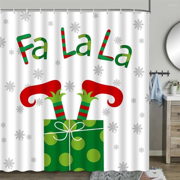 Cortinas de chuveiro cortina de natal árvore de neve de alces de alces floco de neve de banheira alegre partição decoração de banheiro