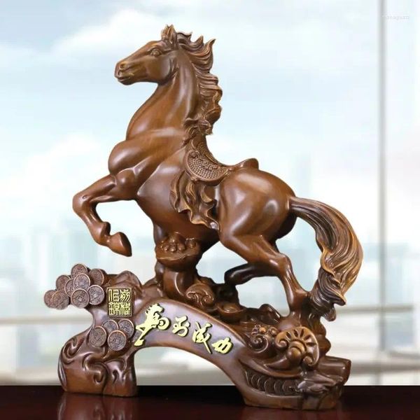 Estatuetas decorativas Feng Shui Horse para Sucesso Estudo Decoração de Escritório Desktop Ornament Crafts Presente de esculturas de abertura de alta qualidade