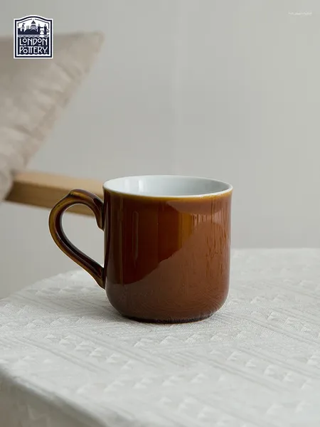 Чайные чашки лондонская гончарная серия серии серии Rockingham Brown 250 мл британского керамического кофейного молока Кубка Nordic ins послеобедны