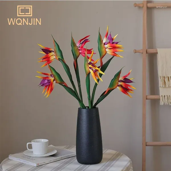 Flores decorativas 1pc Bird Artificial Bird of Paradise Borracha Flor Longa São Adequado para Decoração de Casamento do Tema da festa em casa DIY