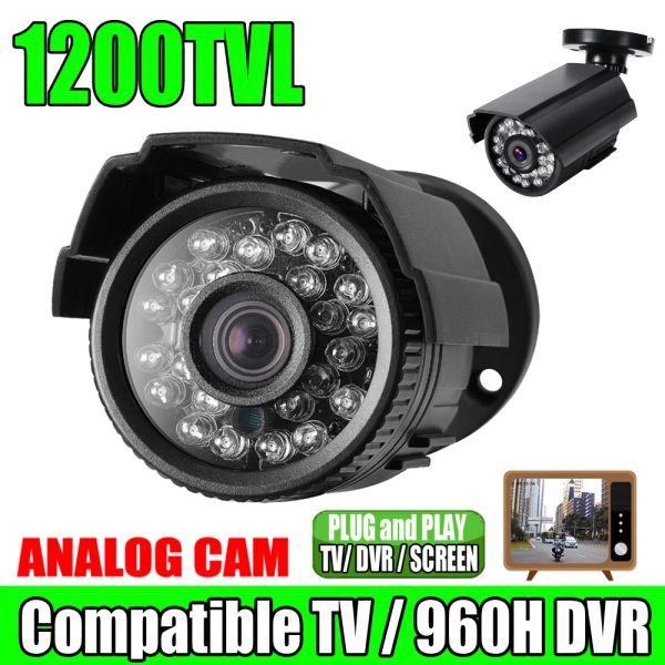 Kameras Mini HD Security CCTV -Kamera 1200TVL IN/Outdoor wasserdichte IP66 IRCUT -kompatible analoge CVBs für Home TV -Überwachung haben Klammer