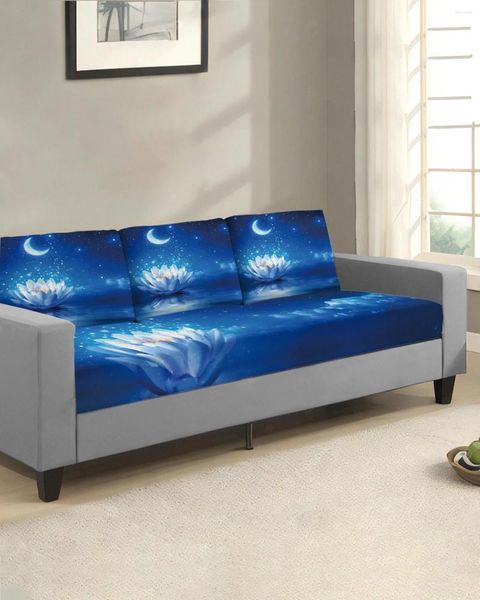 Tampa a cadeira Blue Moonlight Lotus Moon Sofá Seat Cushion Cover Móveis Protetor Estrutura lavável Removível Elastic Slipcovers