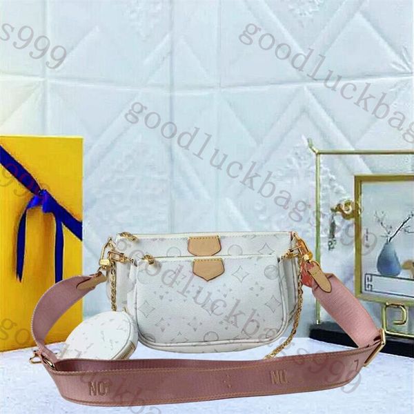 Fashion Designer Bag Luxurys drei in One Mahjongs Bag Cross Body Tasche Handtasche Frauen Trendy Unterarmtasche Tasche Leder weiß Blütenkettenumhängetasche mit Schachtel