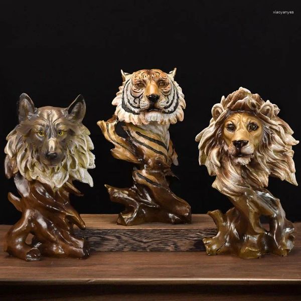 Dekorative Figuren Vilead Tier Skulptur Lion Eagle Tiger Wolf Pferd Statues Home Office Wohnzimmer Regal Dekoration Accessoires