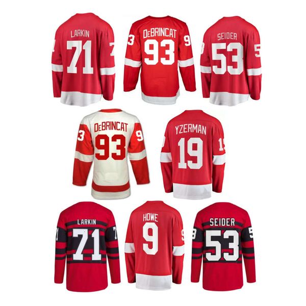 GDSIR 2023 Nuove maglie da hockey su ghiaccio all'ingrosso Detroit 71 Dylan Larkin 93 Alex Debrincat 53 Moritz Seider 19 Yzerman 9 Howe