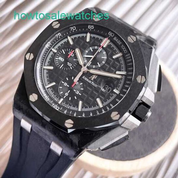 Luxus -AP -Armbanduhr Herren Royal Oak Offshore 26400AU Automatische mechanische Präzision Stahl Datum Second Hand Watch 42 mm schwarzer Pandaplatte