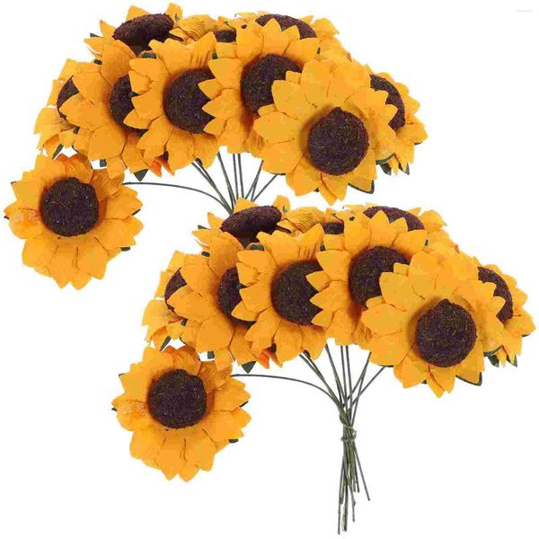 Dekorative Blumen 100pcs Little Papier künstlicher Sonnenblumenstrauß Sonnenblumen Dekoration für Schmetterlinge Blumensträuße