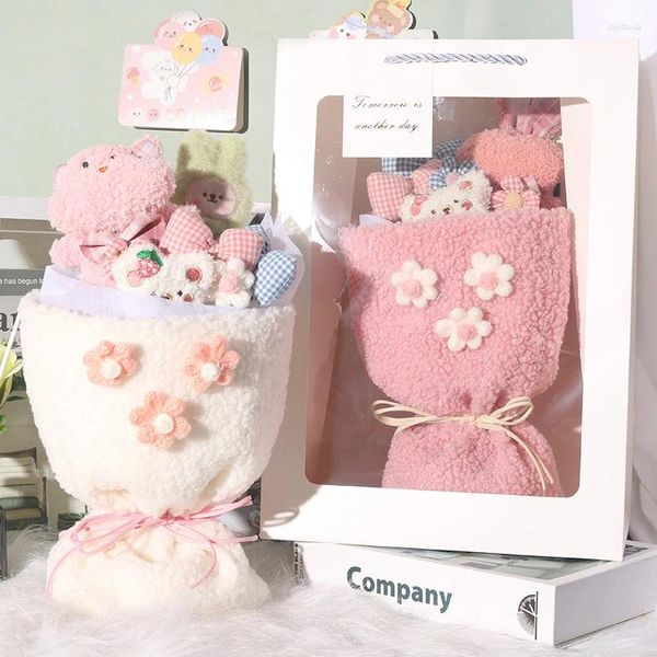 Fiori decorativi carini bamboli di peluche cartone animato bouquet kawaii giocattoli di velluto fiore regali di compleanno di San Valentino per amante della fidanzata