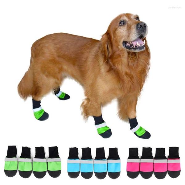 Одежда для собак водонепроницаемые обувь для домашних животных густые дышащие отражающие мягкие собаки ботинок теплый зима чихуахуа щенки S M L 4pcs set