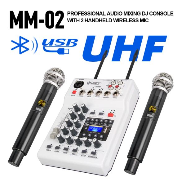 Оборудование Debra Audio Soundcard DJ Console Mixer с 2 каналом UHF беспроводной микрофон для домашнего компьютера DJ Network Live Karaoke