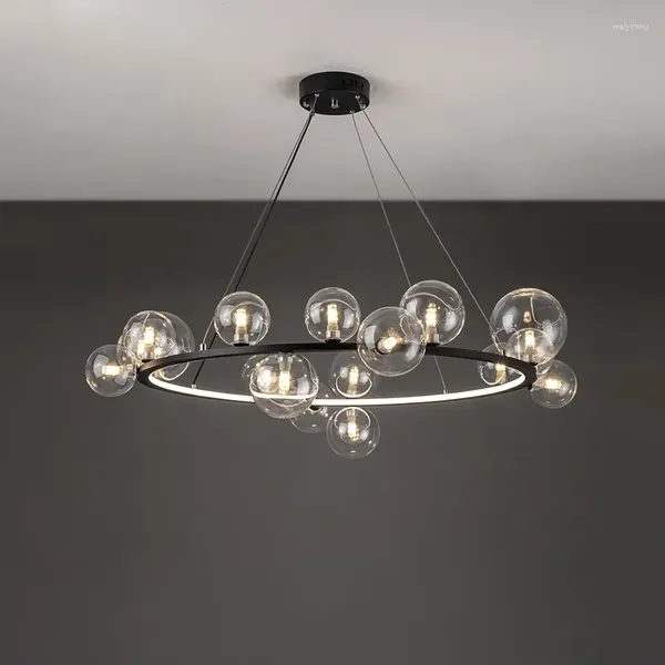 Lustres modernos liderados led de vidro transparente teto lustre hall hall de restaurante pingente luminárias luminárias de lâmpada pendurada de lâmpada de lâmpada deco